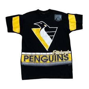 Vintage 90s Salem Sportswear Pittsburgh Penguins NHL Hockey Shirt AOP Size M